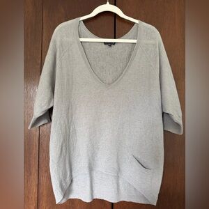 Eileen Fisher Gray V-Neck Sweater with Pocket